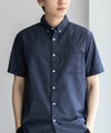 NAVY COOLMAX リネン混ボタンダウン半袖シャツ メンズ商品サムネイル-4