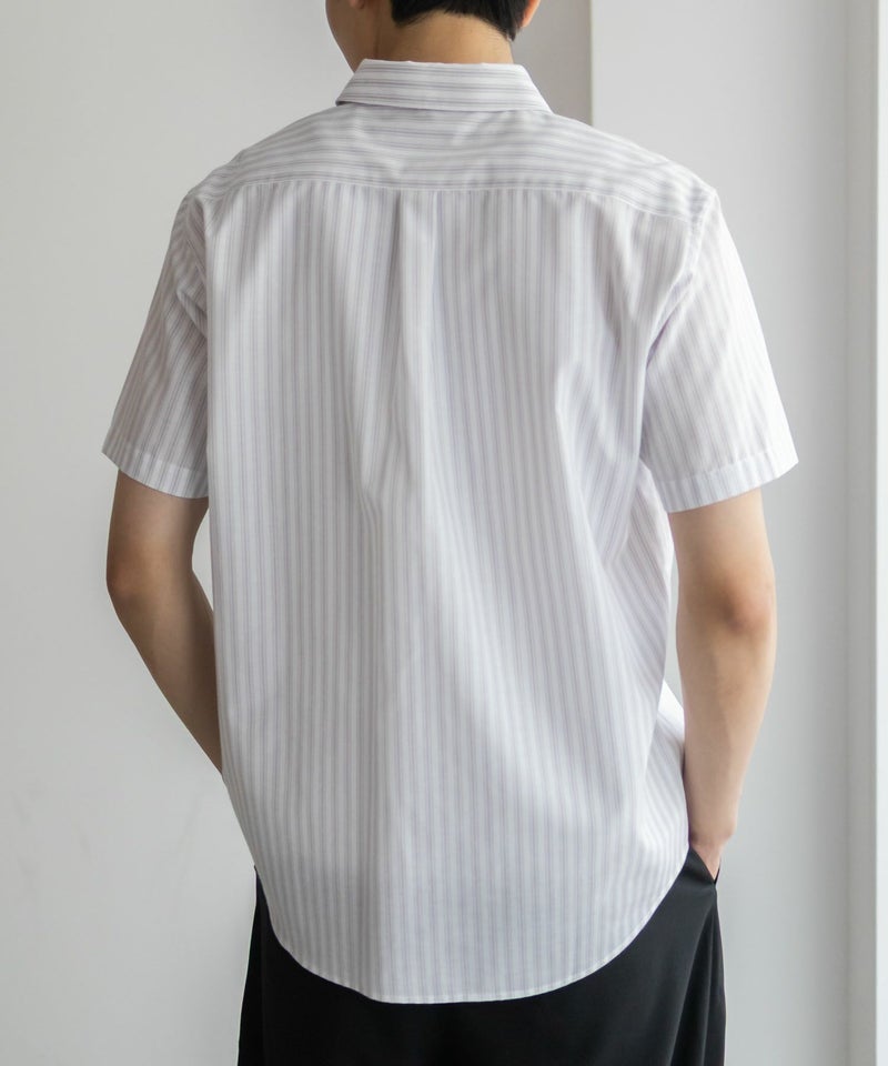 NAVY COOLMAX リネン混ボタンダウン半袖シャツ メンズ商品画像-10