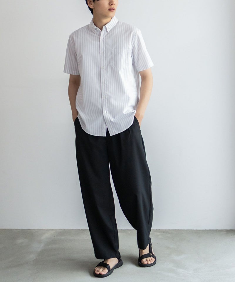 NAVY COOLMAX リネン混ボタンダウン半袖シャツ メンズ商品画像-11