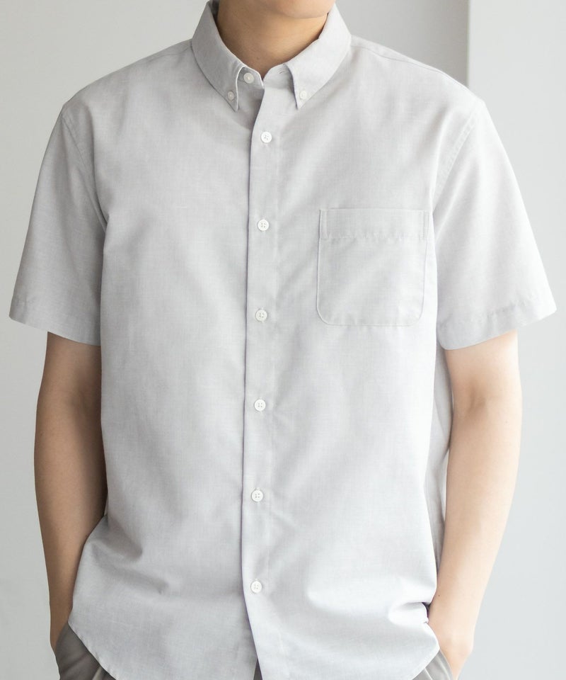 NAVY COOLMAX リネン混ボタンダウン半袖シャツ メンズ商品画像-12