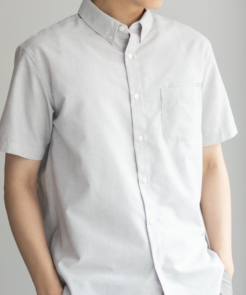 NAVY COOLMAX リネン混ボタンダウン半袖シャツ メンズ商品画像-13
