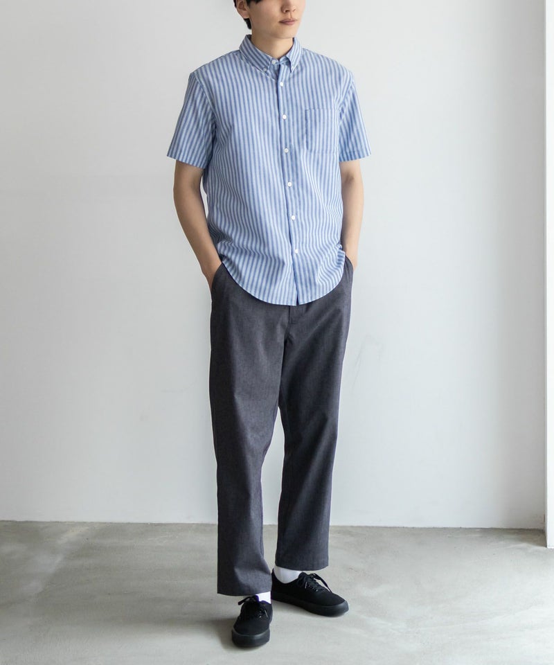 NAVY  COOLMAX リネン混ボタンダウン半袖シャツ メンズ商品画像-21