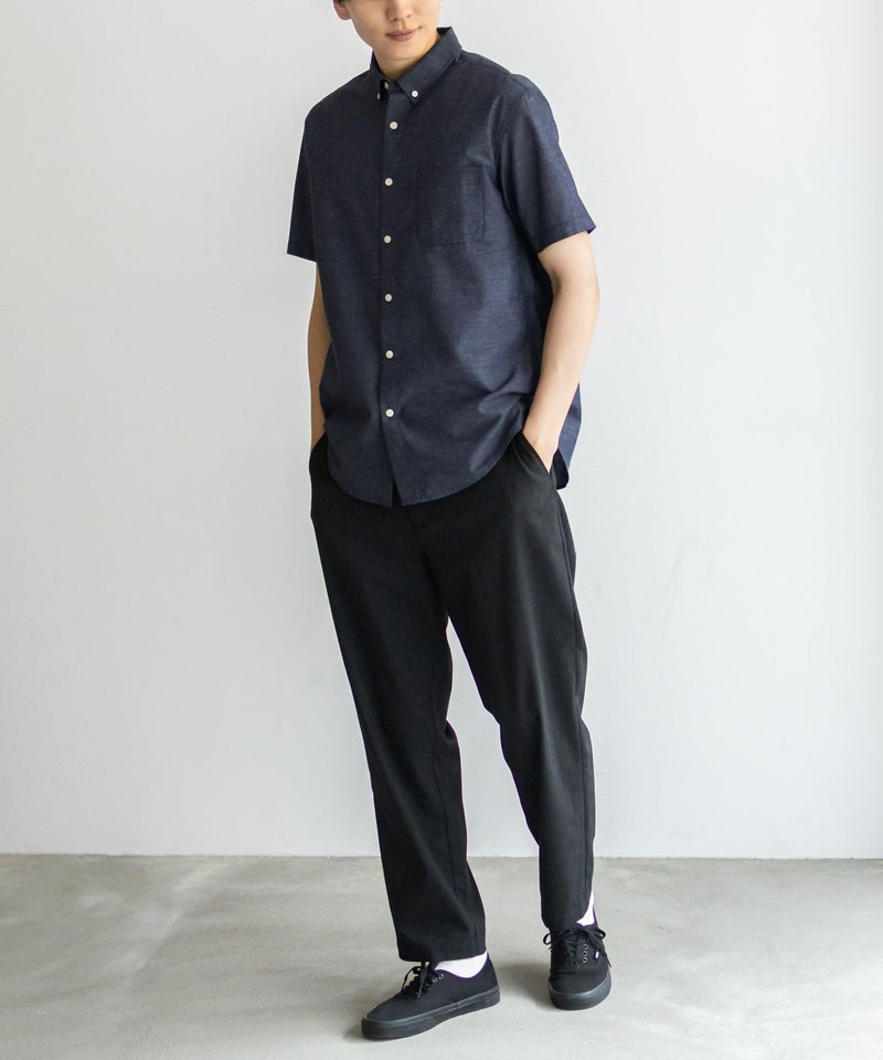 NAVY  COOLMAX リネン混ボタンダウン半袖シャツ メンズ商品画像-26