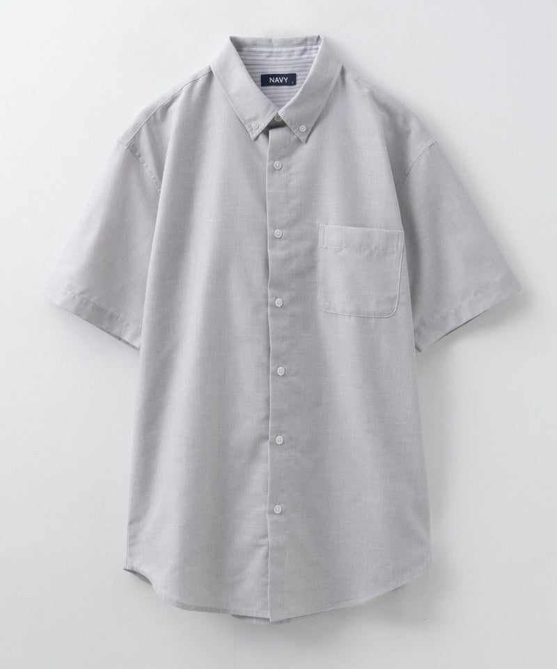 NAVY  COOLMAX リネン混ボタンダウン半袖シャツ メンズ商品画像-29