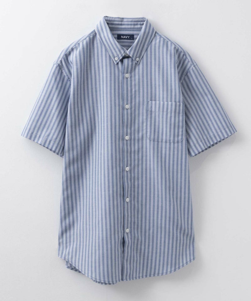 NAVY COOLMAX リネン混ボタンダウン半袖シャツ メンズ商品画像-31