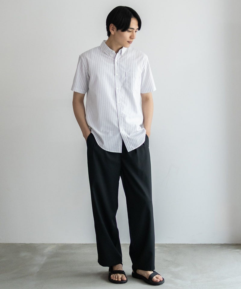 NAVY COOLMAX リネン混ボタンダウン半袖シャツ メンズ商品画像-36