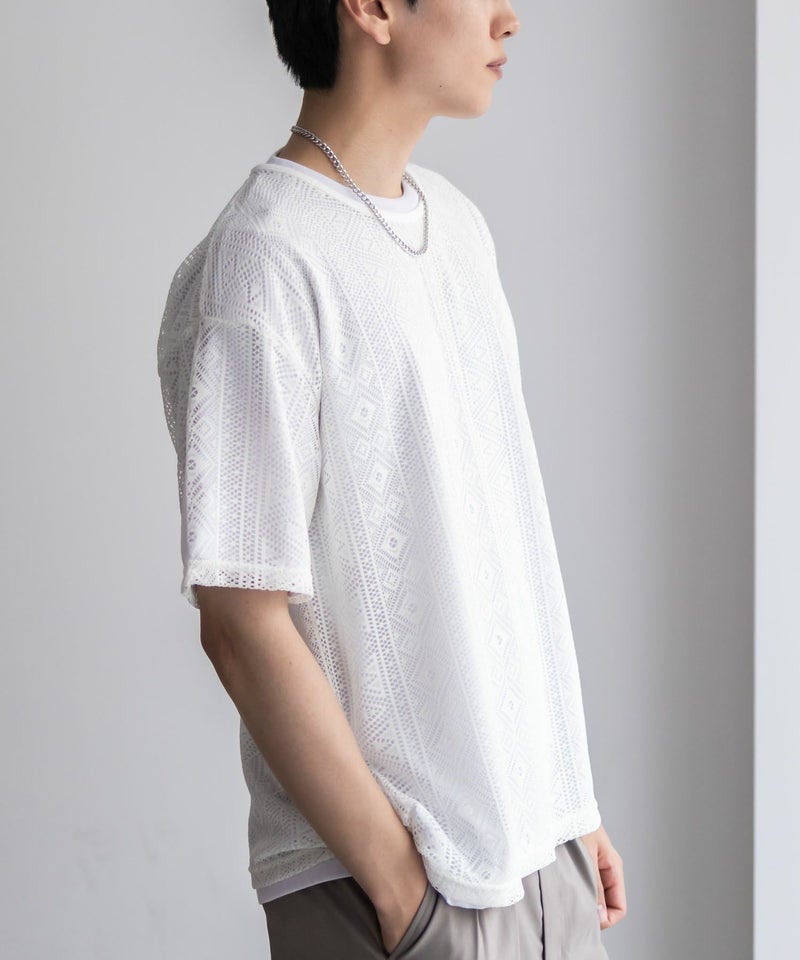 NOBLE PRODUCT  レースアンサンブルTシャツ アクセサリー付き メンズ メール便 対応商品商品画像-7