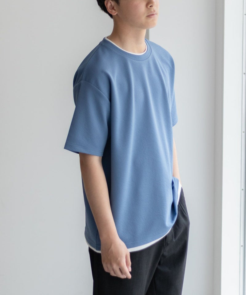 NAVY SARARI 接触冷感フェイクレイヤードTシャツ メンズ メール便 対応商品商品画像-9