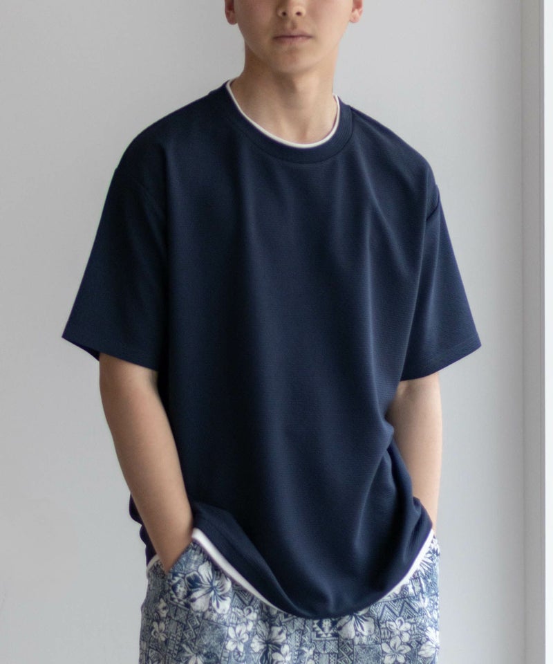 NAVY SARARI 接触冷感フェイクレイヤードTシャツ メンズ メール便 対応商品商品画像-14