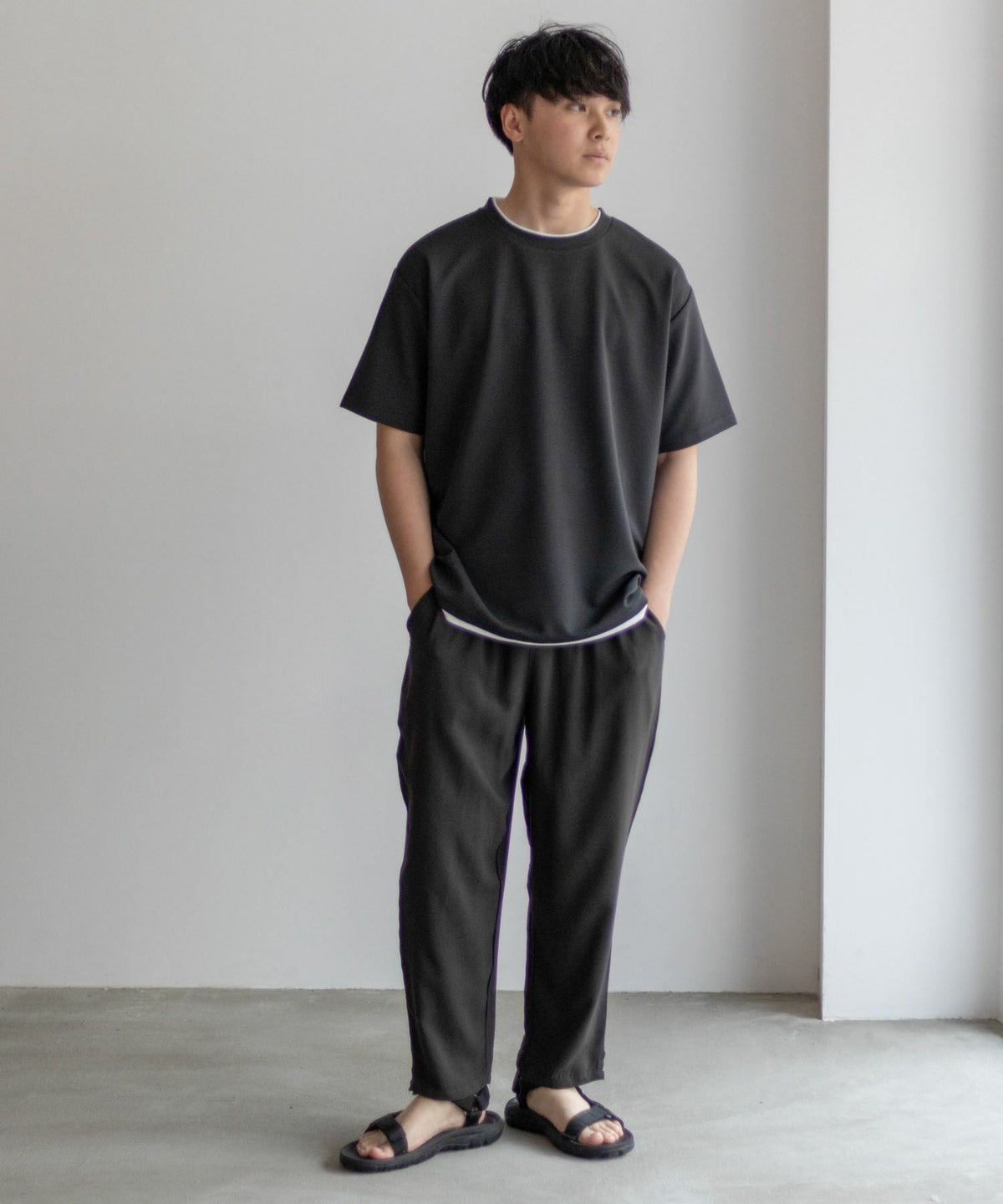 NAVY SARARI 接触冷感フェイクレイヤードTシャツ メンズ ネコポス 対応商品