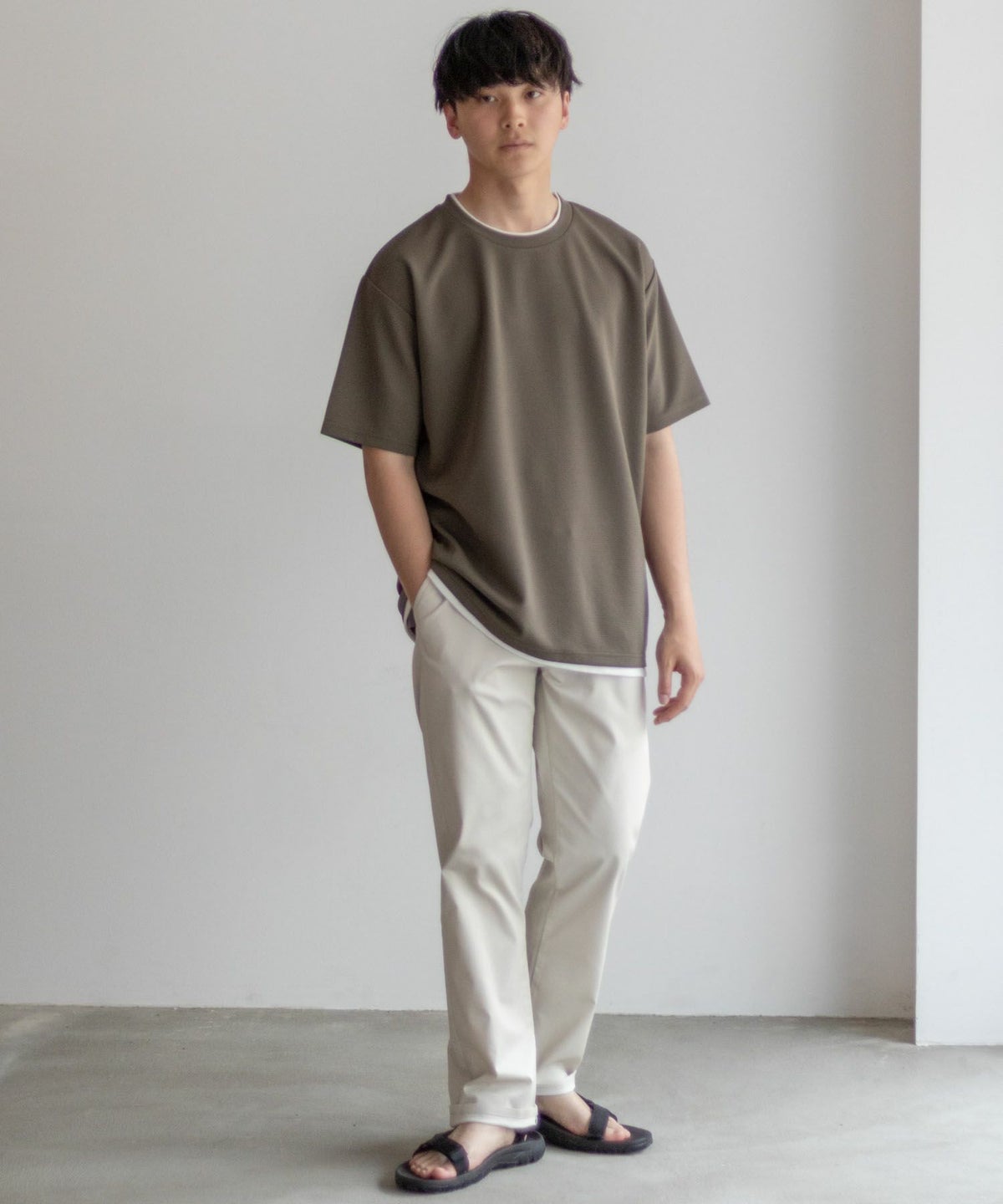 NAVY SARARI 接触冷感フェイクレイヤードTシャツ メンズ ネコポス 対応商品