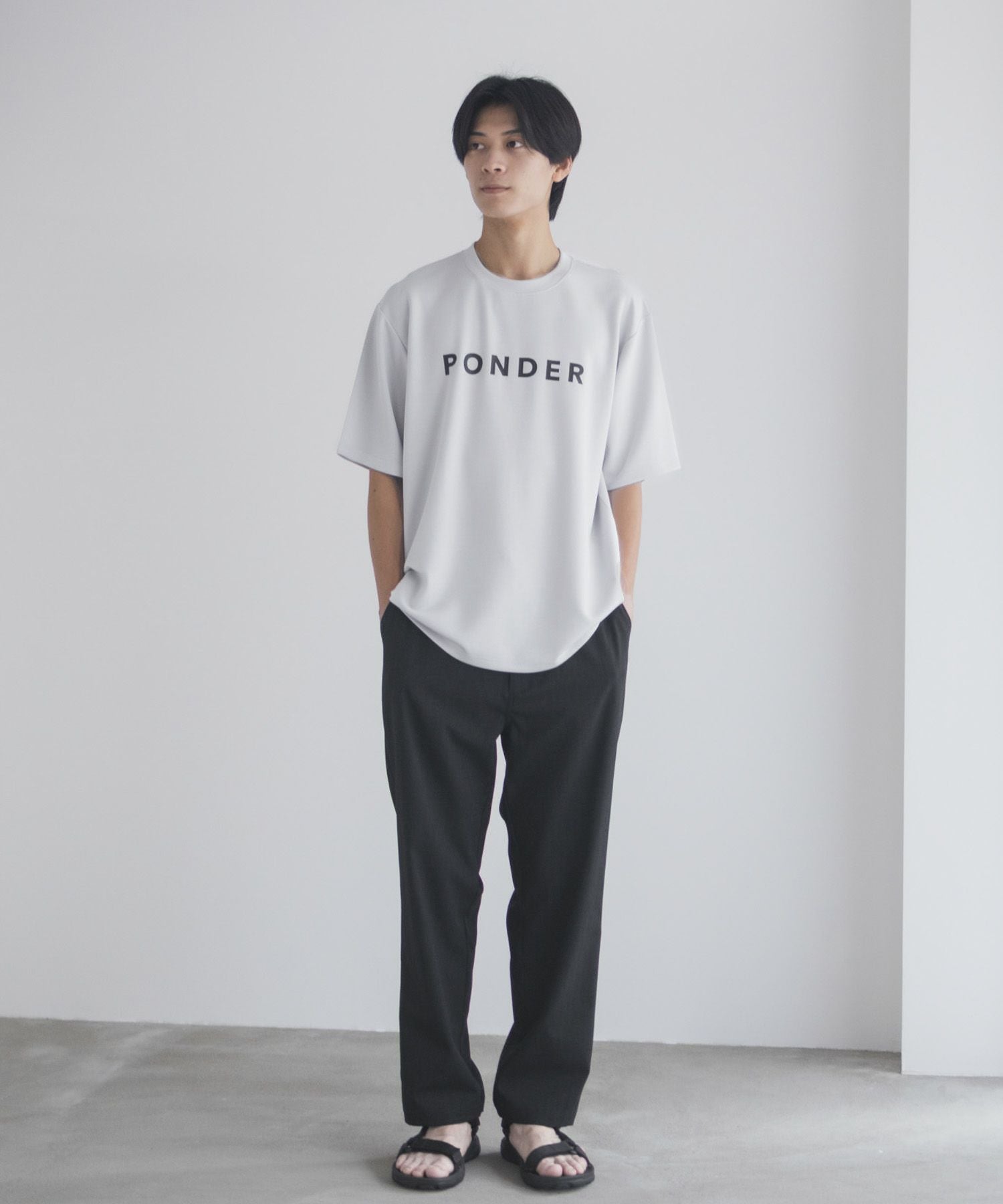 NAVY SARARI ポンチ素材 冷感プリントTシャツ メンズ