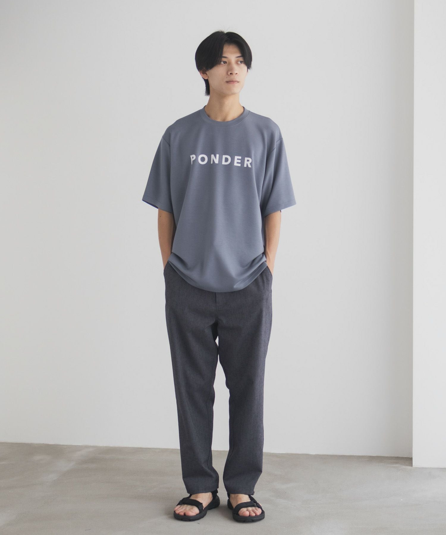 NAVY SARARI ポンチ素材 冷感プリントTシャツ メンズ