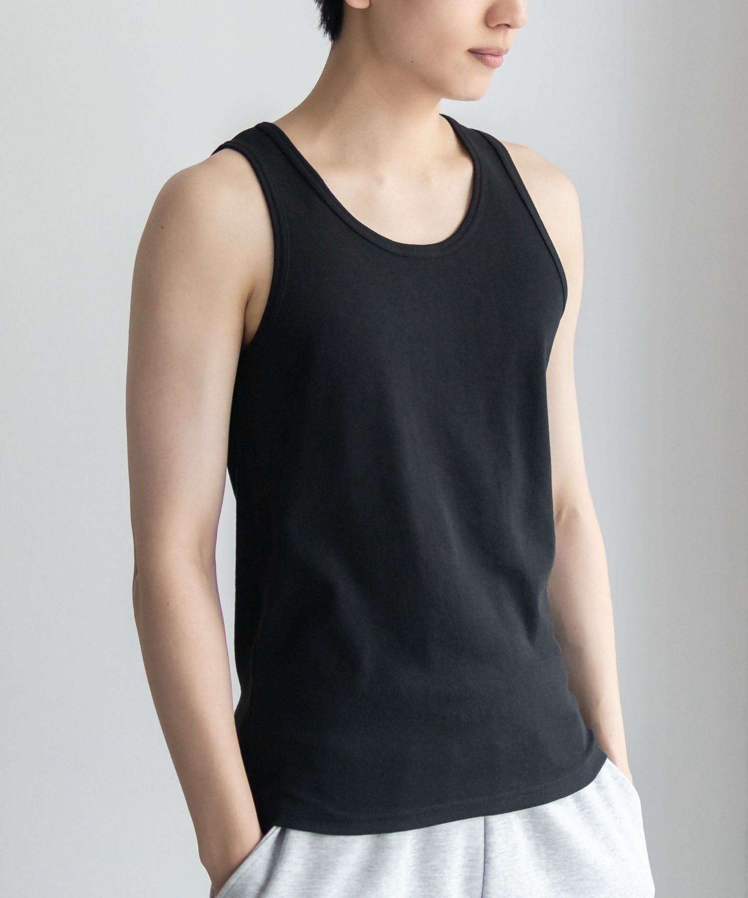 NAVY テレコタンクトップ メンズ