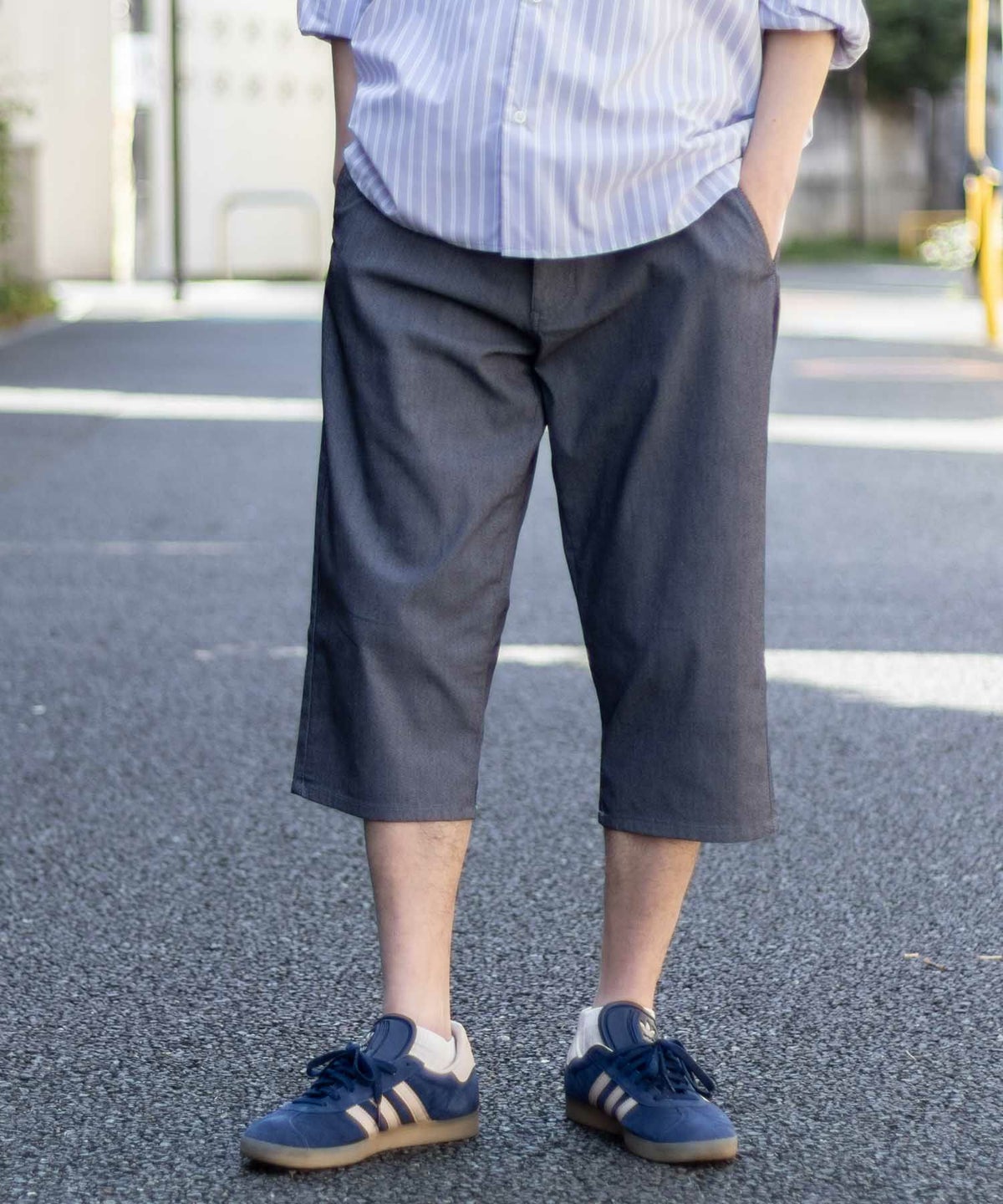 NAVY SARARI 裏メッシュドビークロップドパンツ メンズ