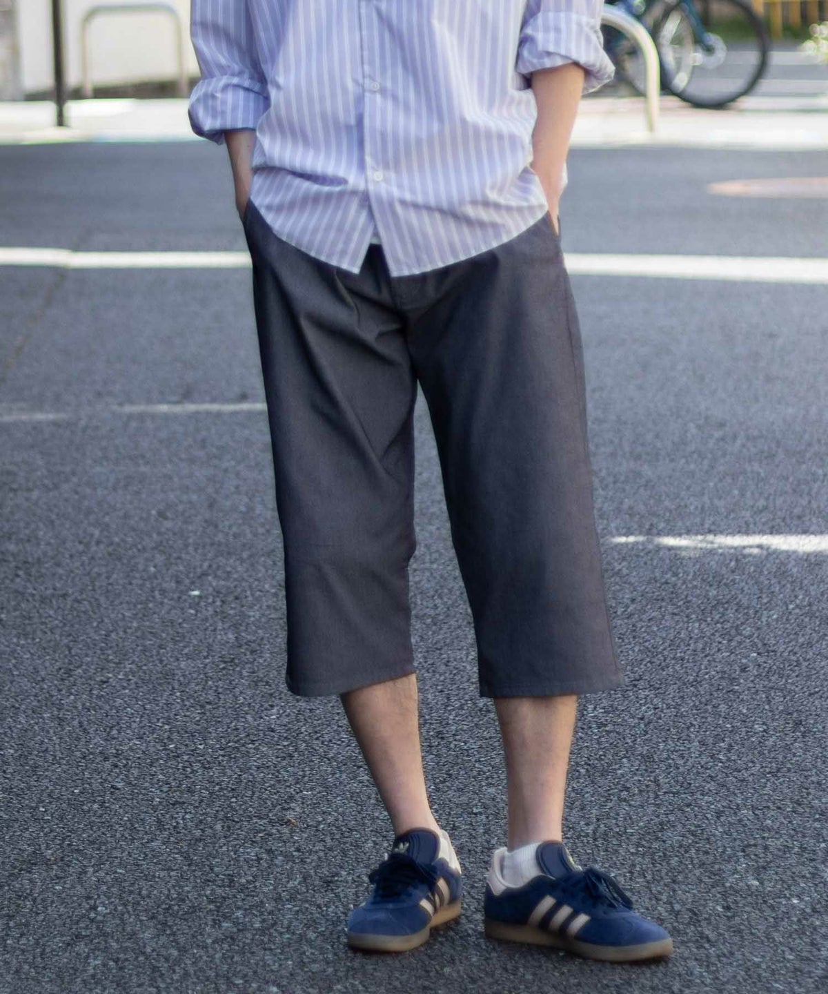 NAVY SARARI 裏メッシュドビークロップドパンツ メンズ