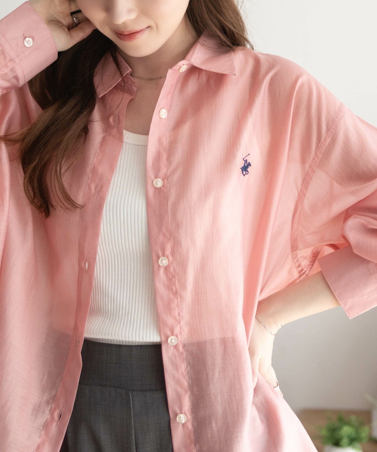 BEVERLY HILLS POLO CLUB シアー長袖シャツ レディース