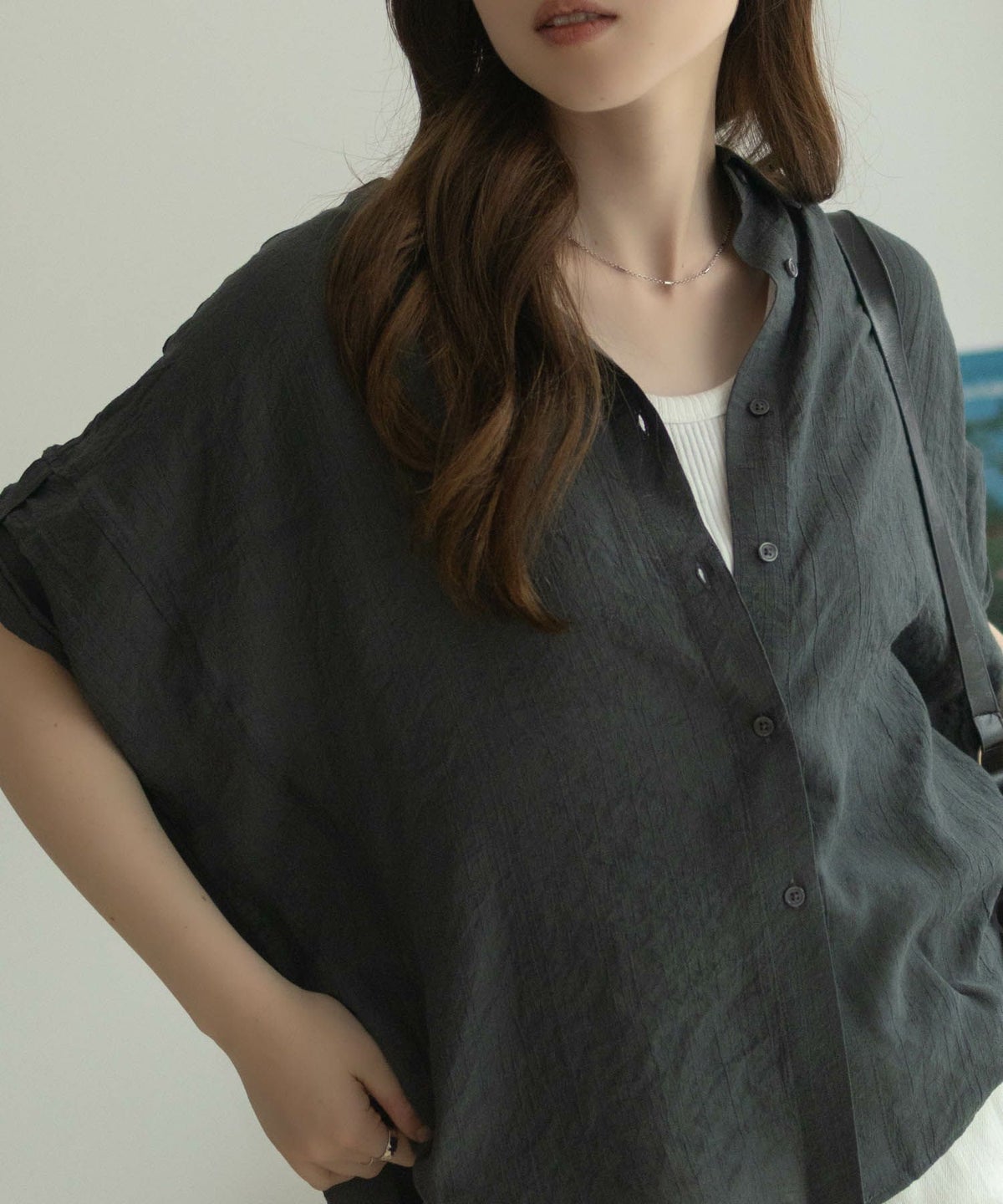 nAvy 袖リボン前開きシャツ レディース