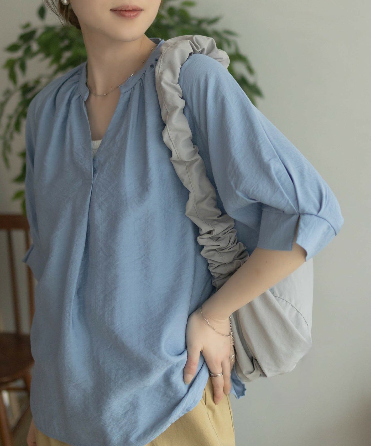 nAvy 5分袖スキッパーブラウス レディース