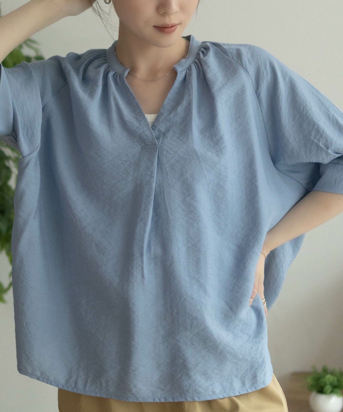 nAvy 5分袖スキッパーブラウス レディース