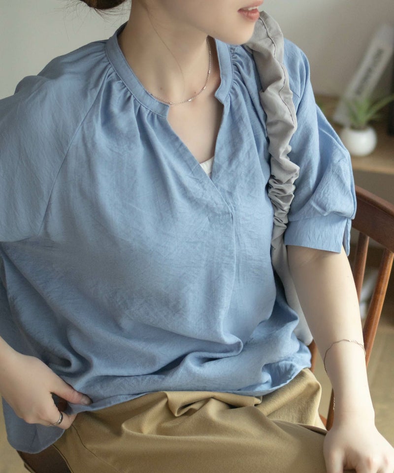 nAvy 5分袖スキッパーブラウス レディース商品画像-6