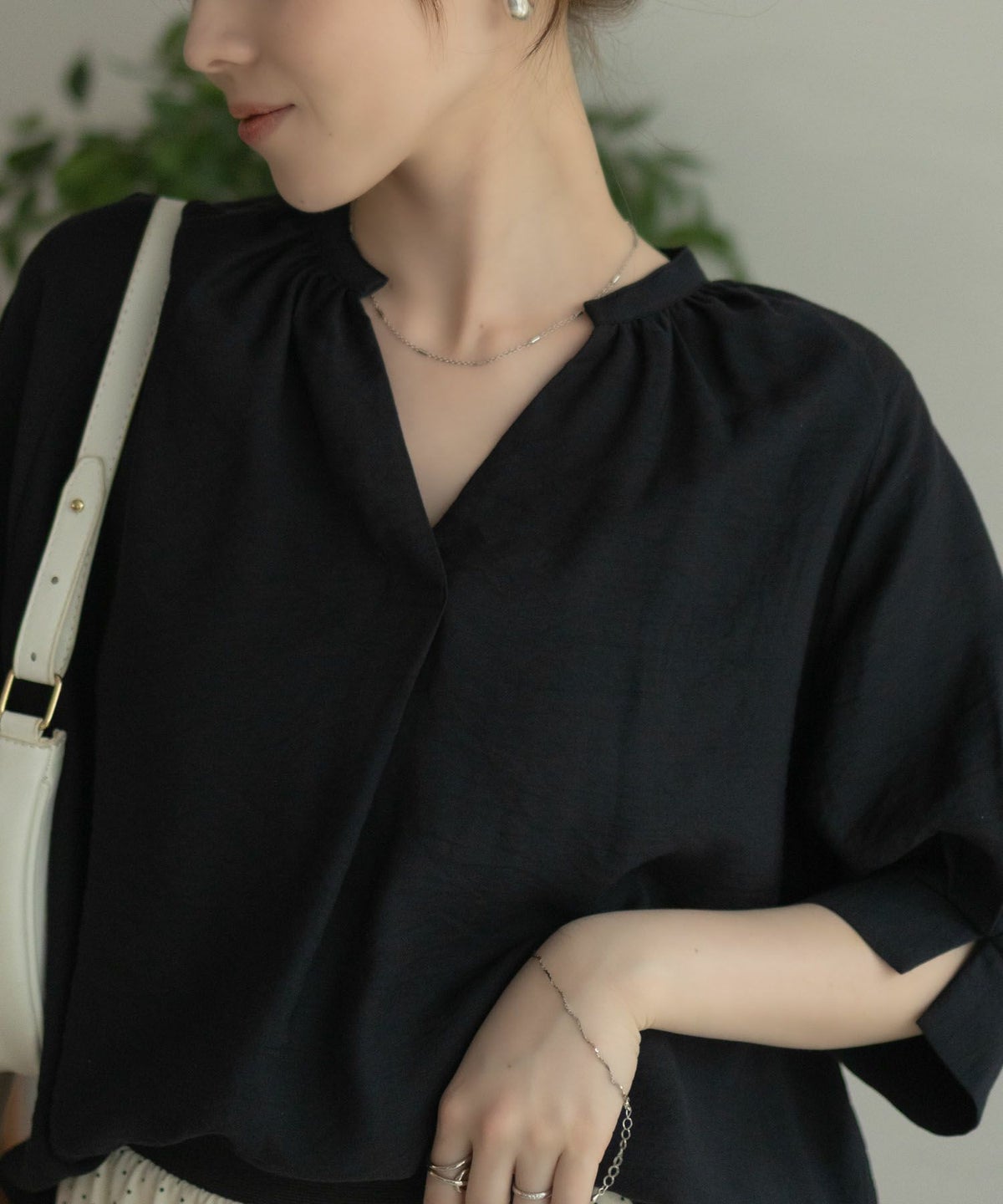 nAvy 5分袖スキッパーブラウス レディース