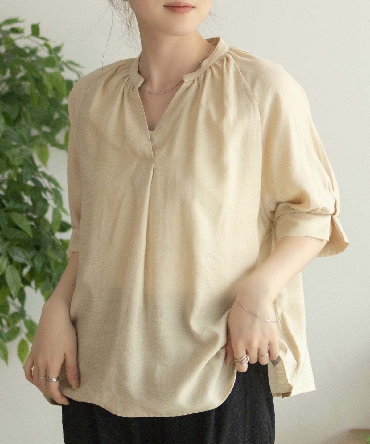 nAvy 5分袖スキッパーブラウス レディース