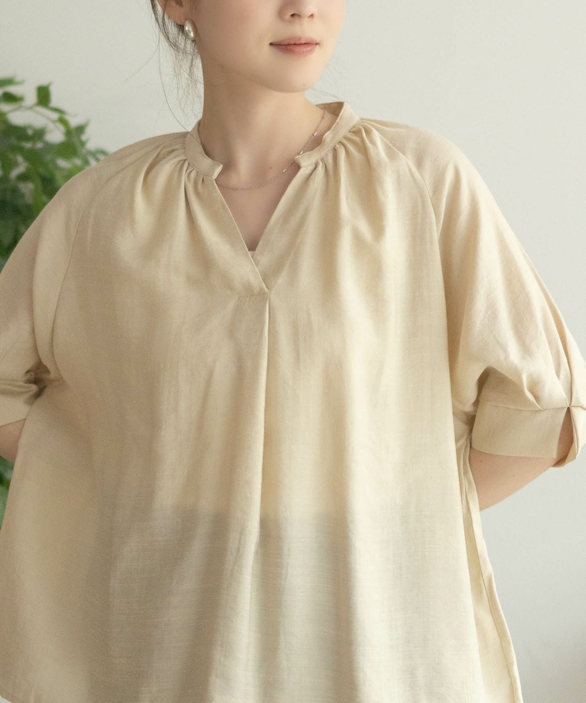 nAvy 5分袖スキッパーブラウス レディース