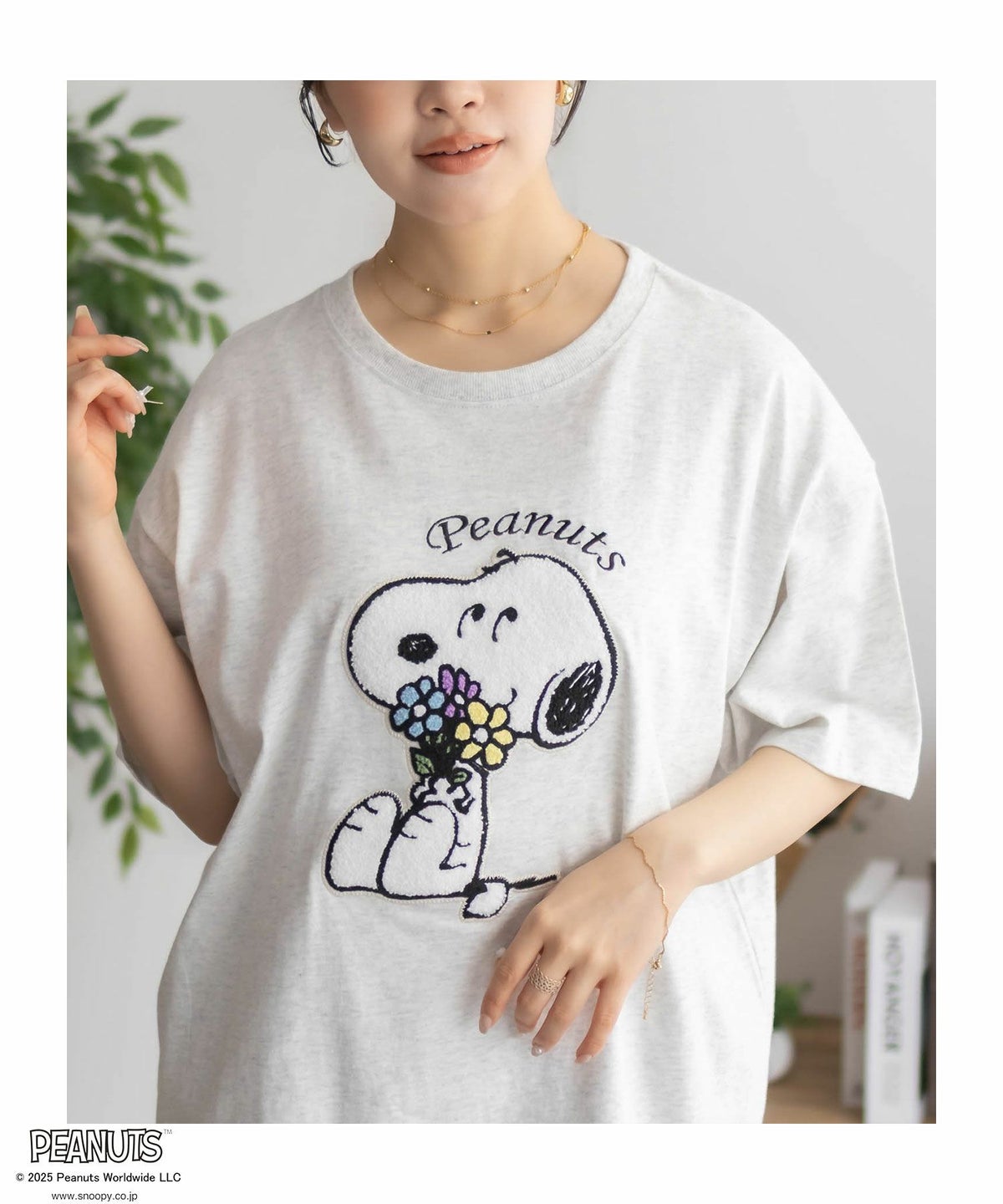 PEANUTS SNOOPY サガラ刺繍Tシャツ レディース ネコポス 対応商品
