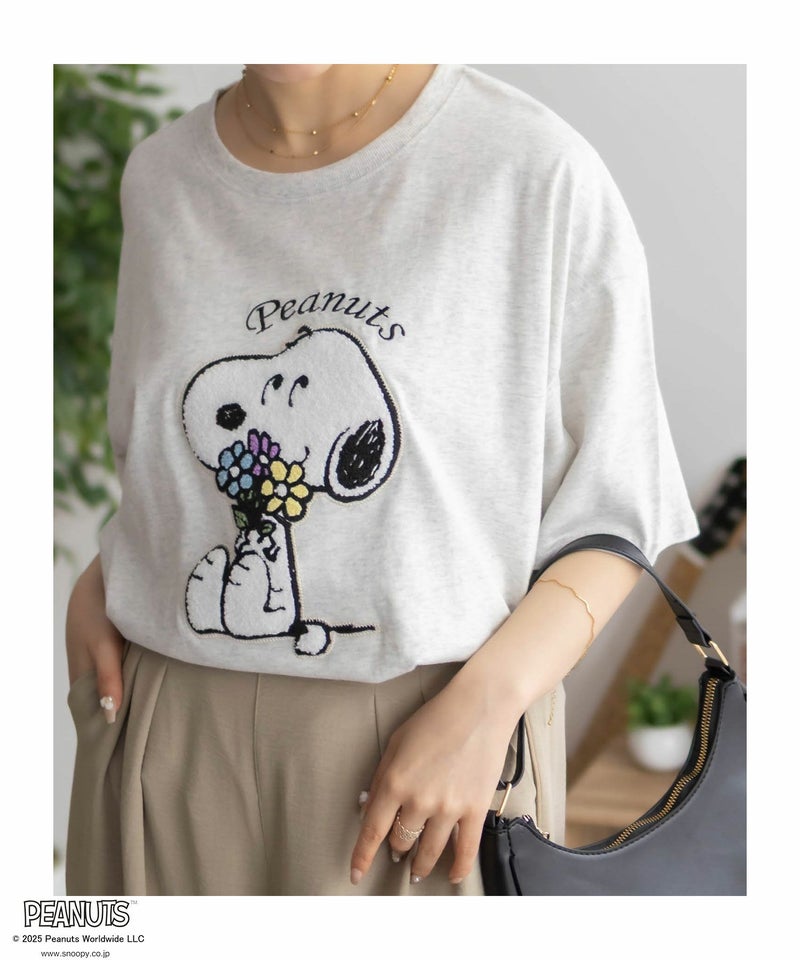 PEANUTS SNOOPY サガラ刺繍Tシャツ レディース メール便 対応商品商品画像-6