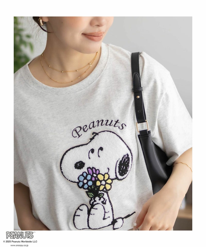 PEANUTS SNOOPY サガラ刺繍Tシャツ レディース メール便 対応商品商品画像-7