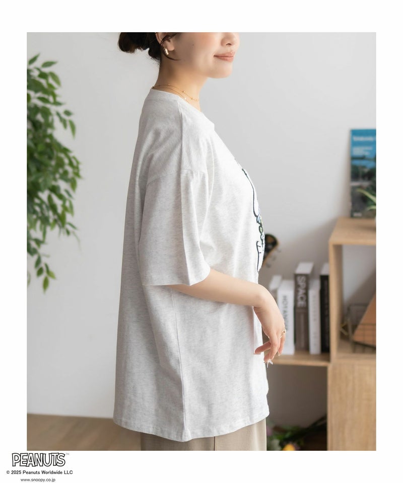 PEANUTS SNOOPY サガラ刺繍Tシャツ レディース メール便 対応商品商品画像-8