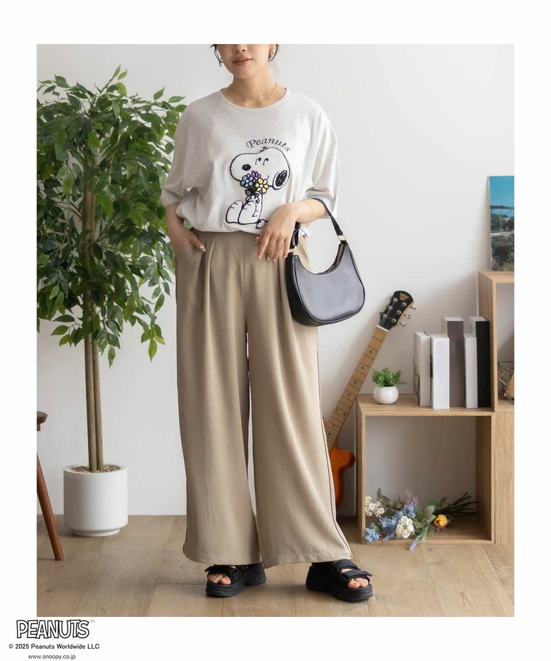 PEANUTS SNOOPY サガラ刺繍Tシャツ レディース メール便 対応商品商品画像-10