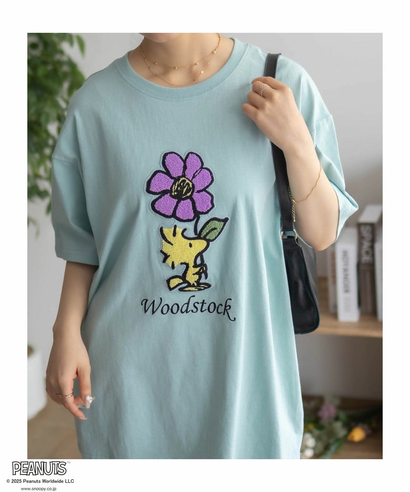 PEANUTS SNOOPY サガラ刺繍Tシャツ レディース メール便 対応商品商品画像-17