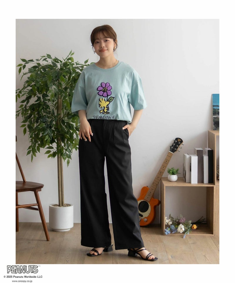 PEANUTS SNOOPY サガラ刺繍Tシャツ レディース メール便 対応商品商品画像-37
