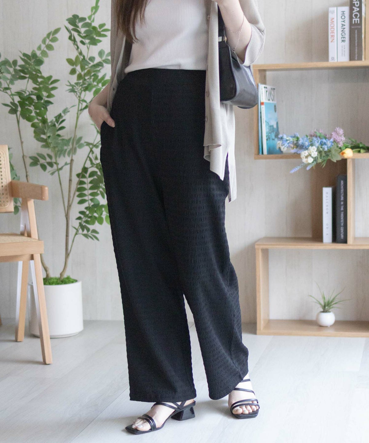 nAvy ふくれワイドパンツ レディース