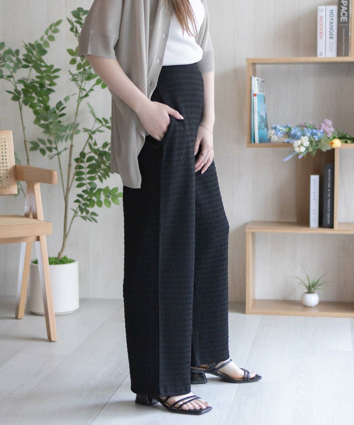 nAvy ふくれワイドパンツ レディース