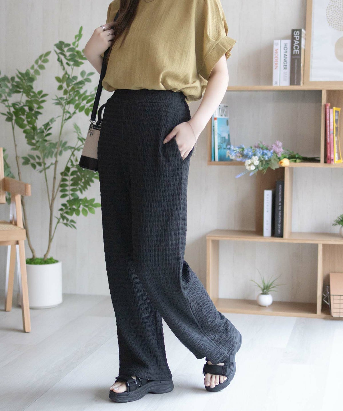 nAvy ふくれワイドパンツ レディース