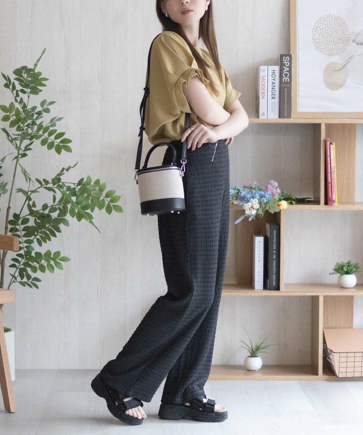 nAvy ふくれワイドパンツ レディース