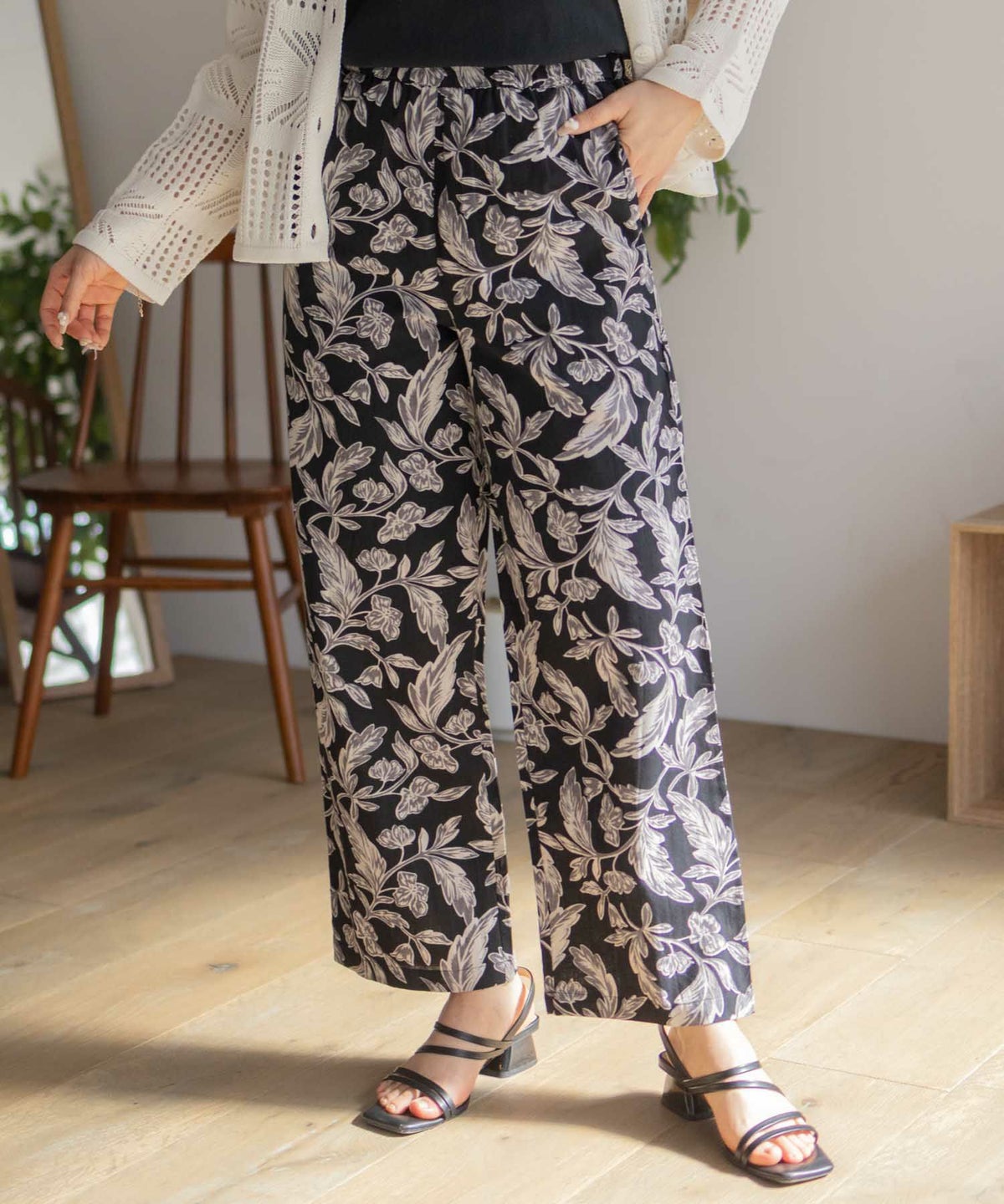 Howdy Marie インドファブリック 綿麻ワイドパンツ レディース