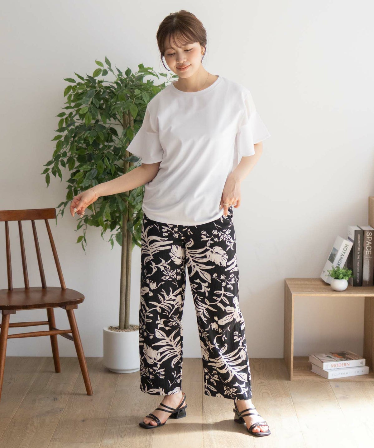 Howdy Marie インドファブリック 綿麻ワイドパンツ レディース