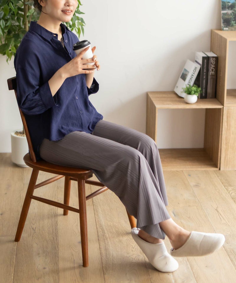 NAVY  ハピ楽 セルフカットランダムテレコパンツ レディース商品画像-12