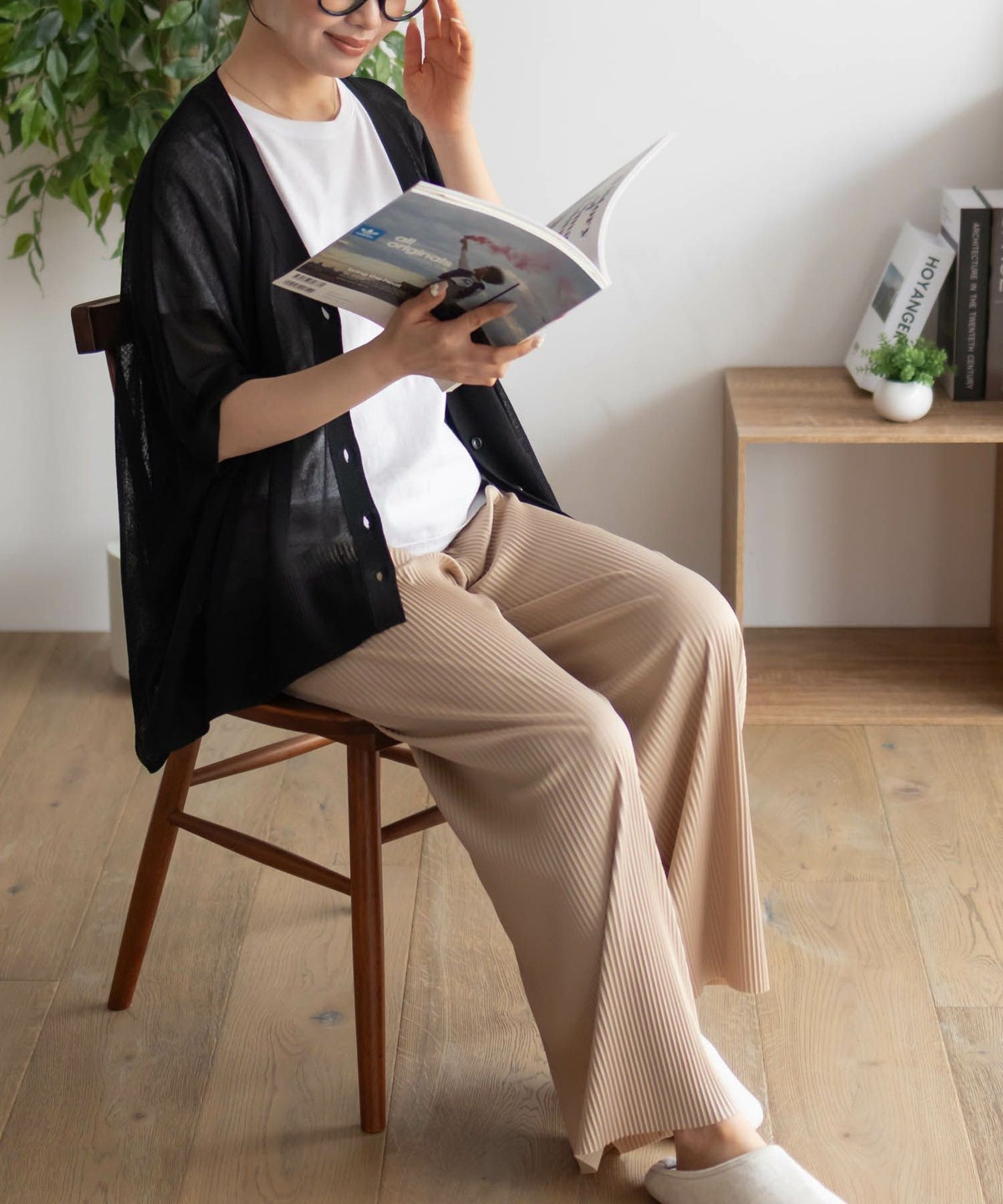 NAVY ハピ楽 セルフカットプリーツパンツ レディース