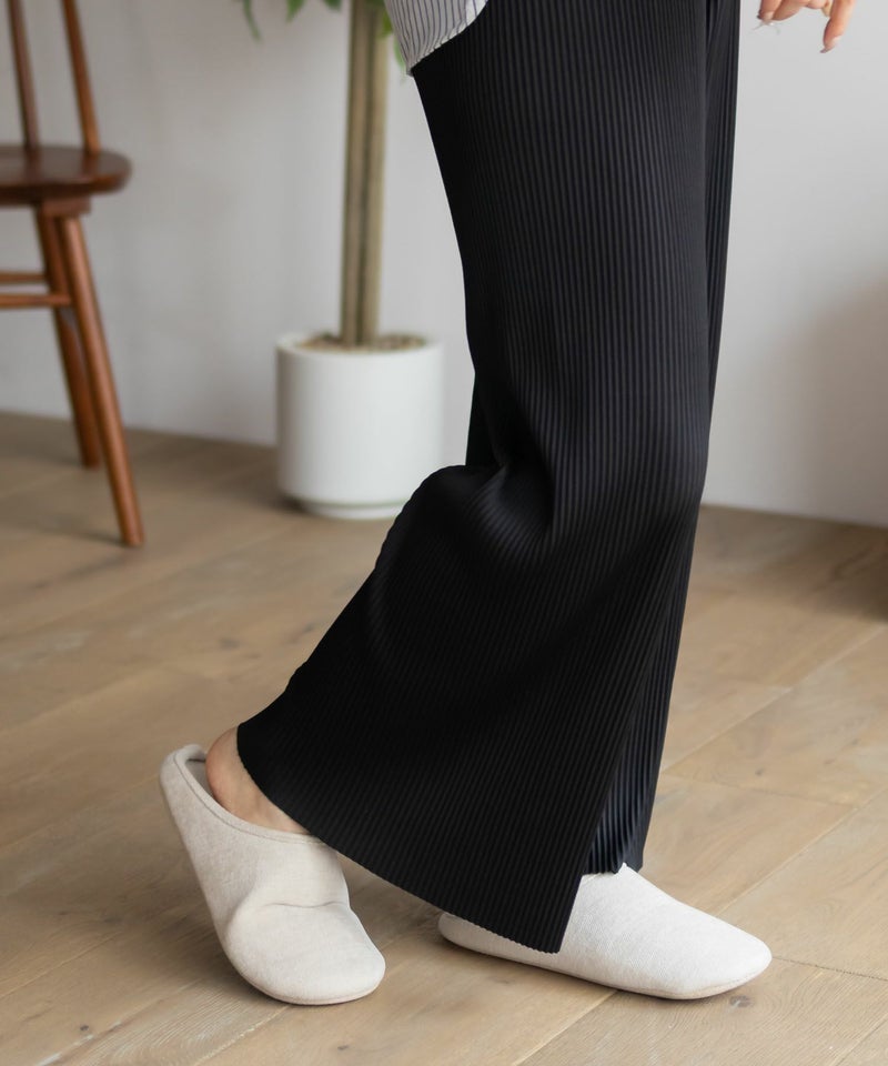 NAVY ハピ楽 セルフカットプリーツパンツ レディース商品画像-12