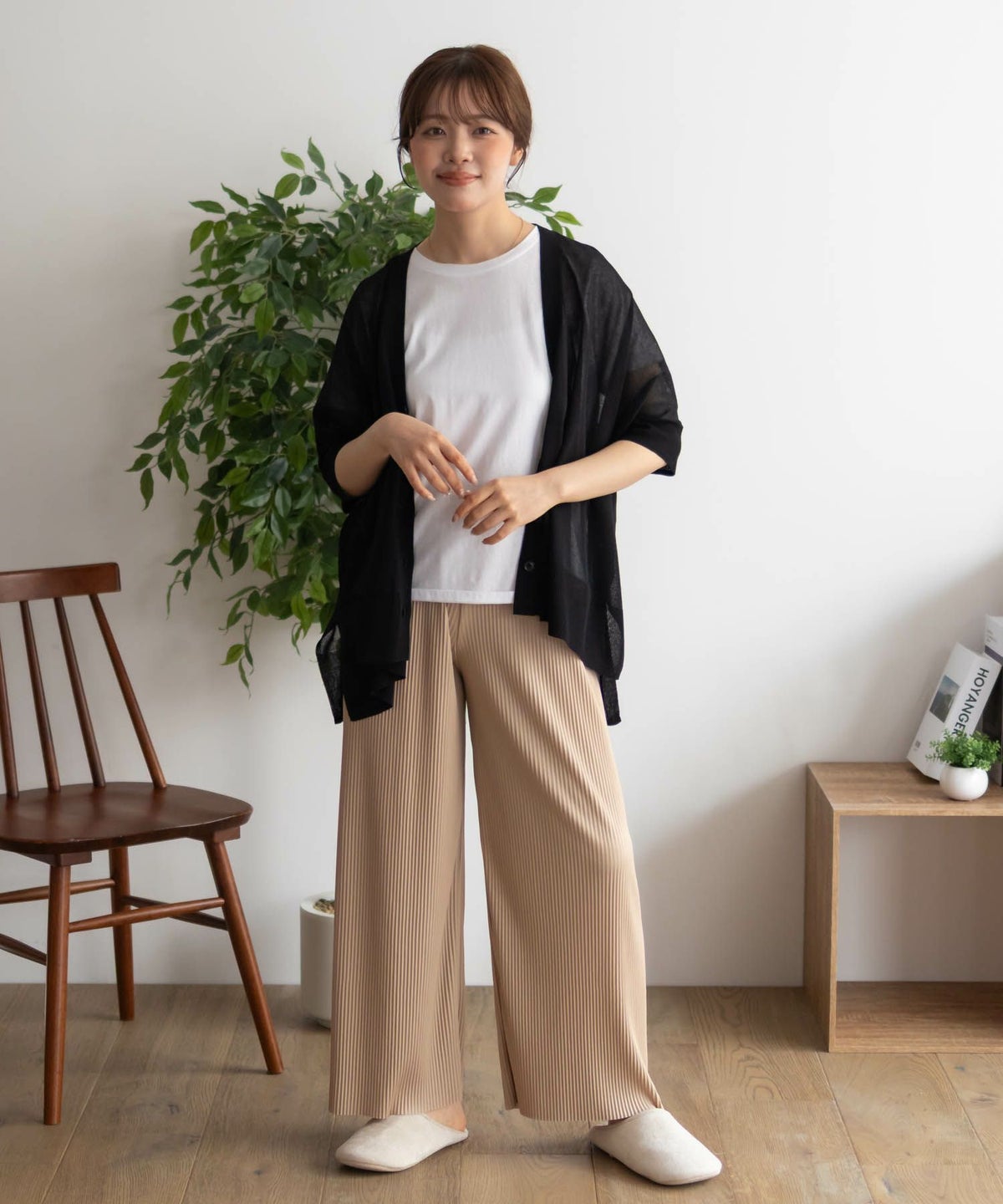 NAVY ハピ楽 セルフカットプリーツパンツ レディース