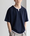 NAVY SARARI 接触冷感 キーネックフェイクレイヤードTシャツ メンズ メール便 対応商品商品サムネイル-4