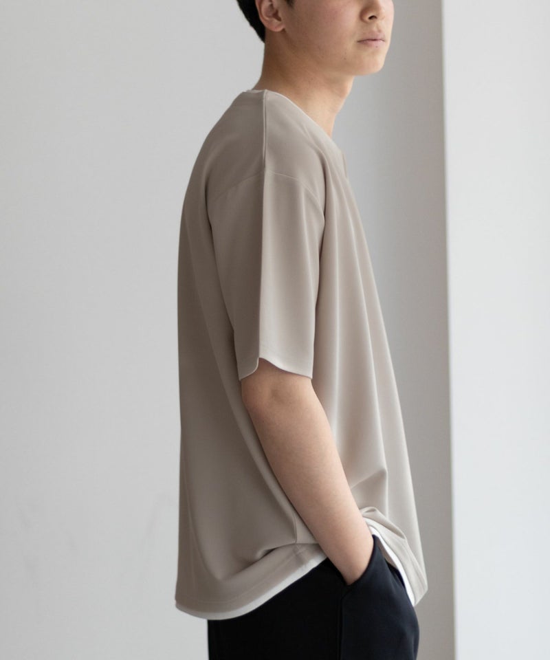 NAVY SARARI 接触冷感 キーネックフェイクレイヤードTシャツ メンズ メール便 対応商品商品画像-21