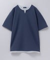 NAVY SARARI  接触冷感 キーネックフェイクレイヤードTシャツ メンズ メール便 対応商品商品サムネイル-27