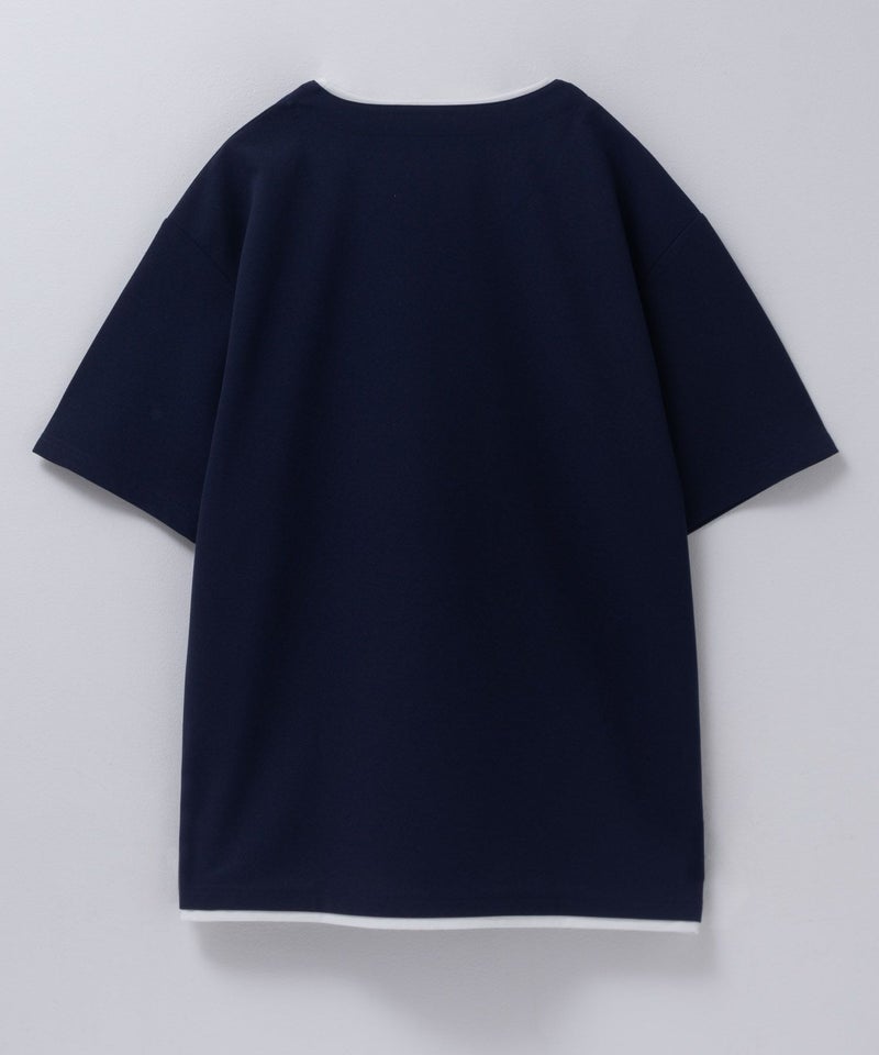 NAVY SARARI  接触冷感 キーネックフェイクレイヤードTシャツ メンズ メール便 対応商品商品画像-30