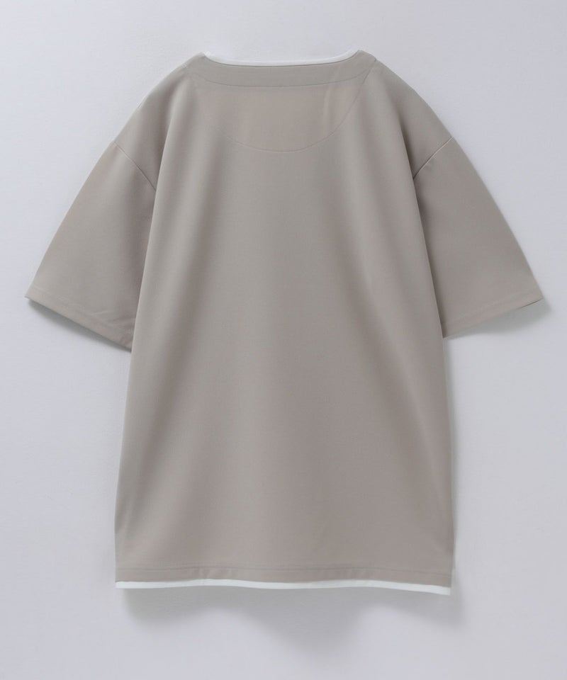 NAVY SARARI 接触冷感 キーネックフェイクレイヤードTシャツ メンズ メール便 対応商品商品画像-32